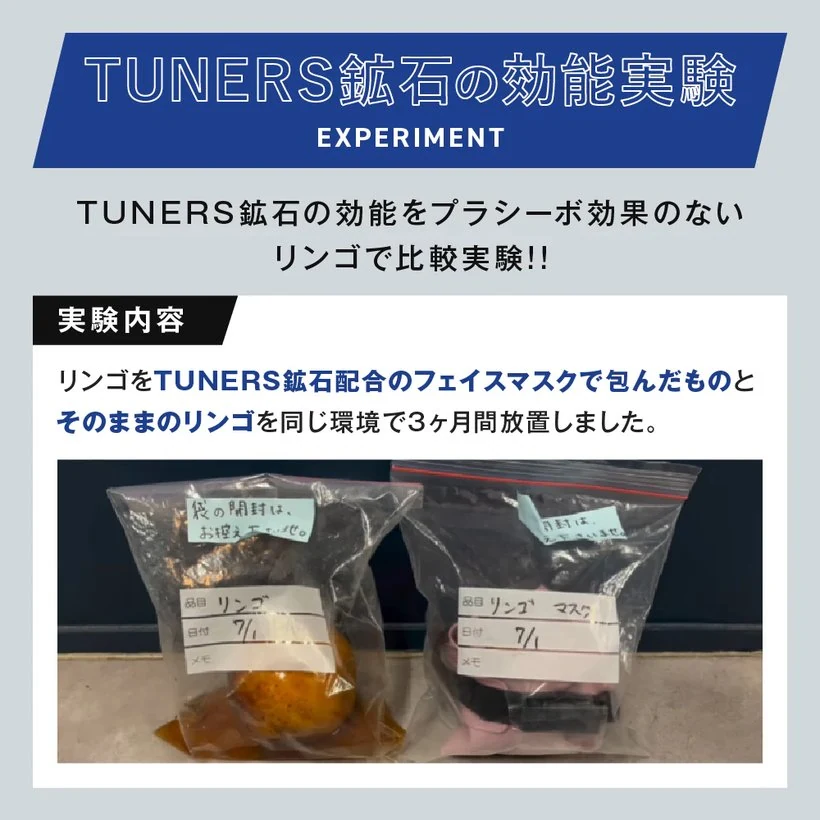 実験開始:2つのジップ袋に入れたリンゴ(リンゴのみ/リンゴ+フェイスマスク)
